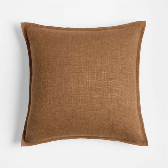 Maple Brown 20x20 Organic Laundered Linen Throw Pillow with Down-Alternative Insert - Image 0