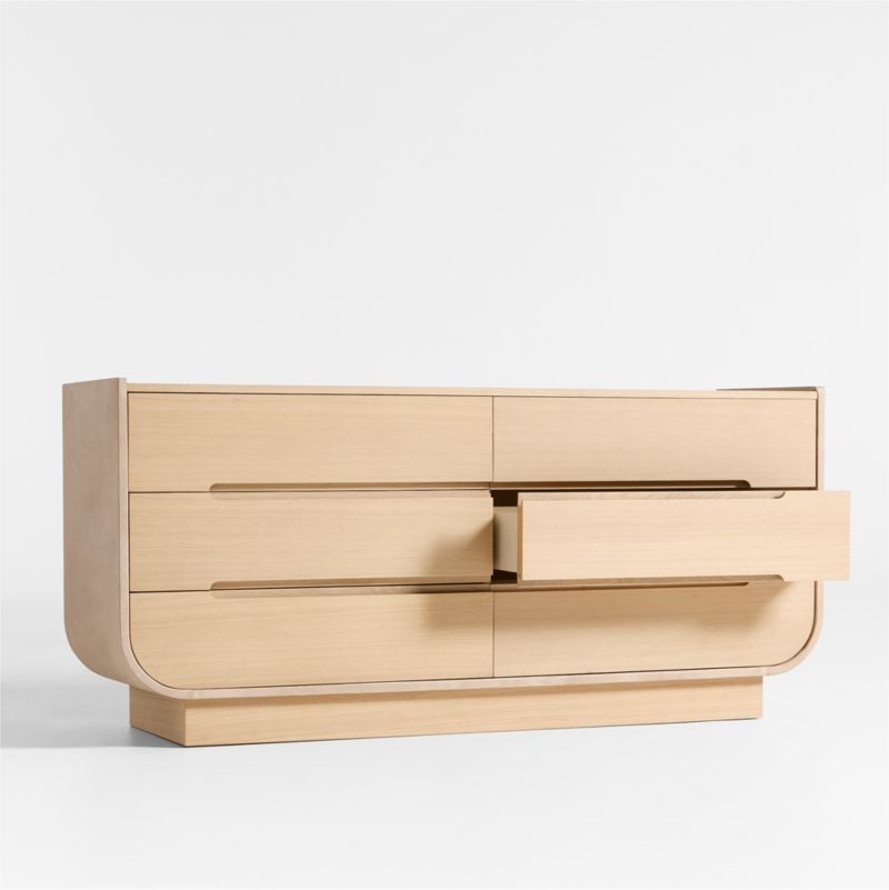 Venice 65" Leather and Oak Wood 6-Drawer Dresser by Brigette Romanek - Image 4