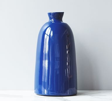 Mouth-Blown Ceramic Vase, Large - Navy Blue - Image 0