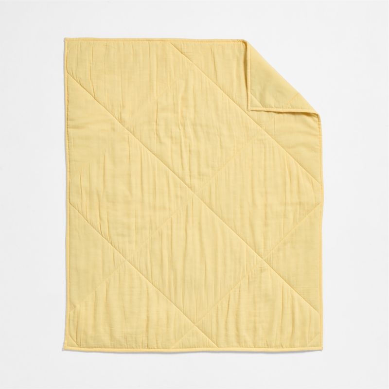 Supersoft Straw Yellow Organic Cotton Gauze Baby Crib Quilt - Image 3