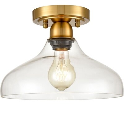Contemporary Metal Glass Semi Flush Ceiling Light Brass - Image 0