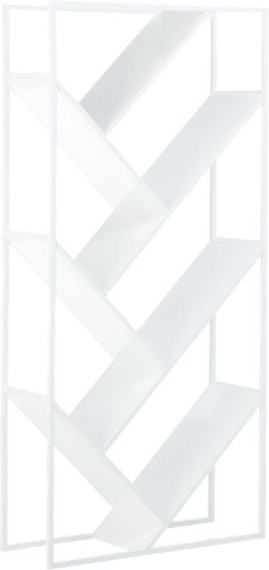 White Hi-Gloss V Bookcase-Room Divider - Image 5