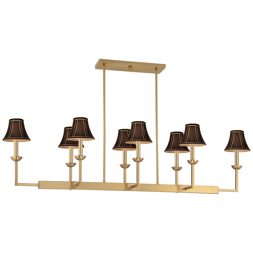 Possini Euro Kime 50"W Gold 8-Light Island Chandelier w/ Black Shades - Image 0