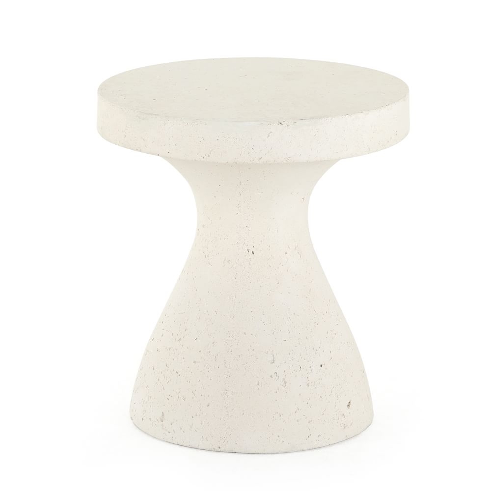 Koda Outdoor End Table, Concrete, Textured White - Image 0