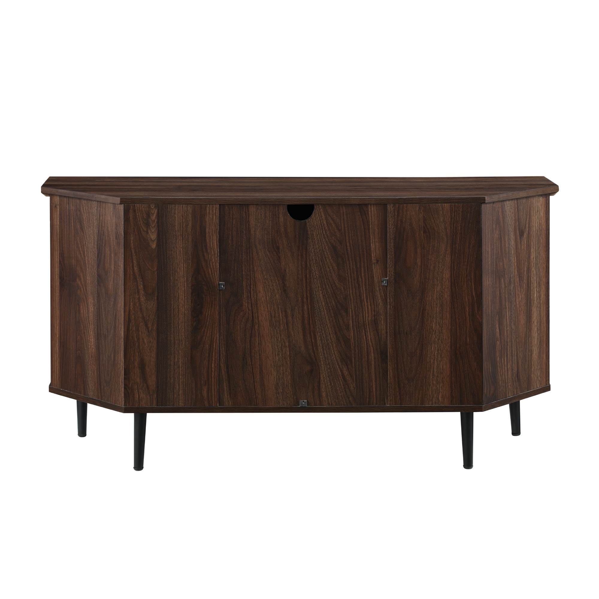 48" Simple Glass Door Corner TV Console - Dark Walnut - Image 3