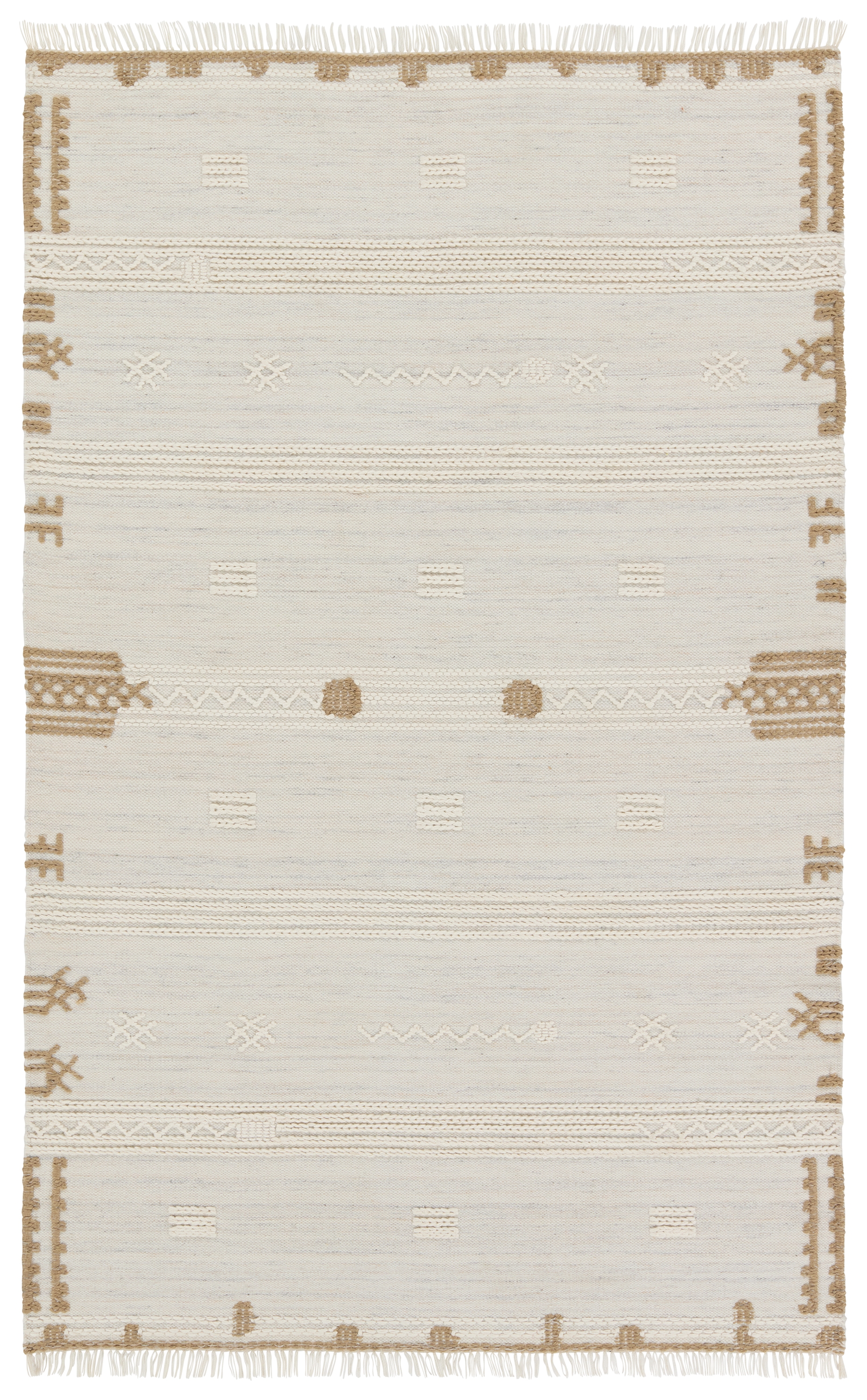 Noble Handmade Indoor/Outdoor Tribal Ivory/ Brown Area Rug (5'X8') - Image 0