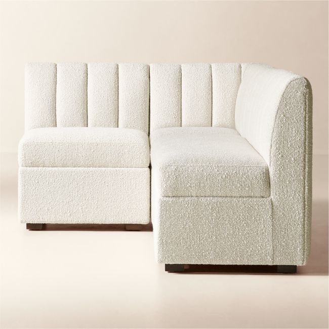 Duncan White Performance Fabric Single L-Shaped Loveseat Dining Banquette - Image 0