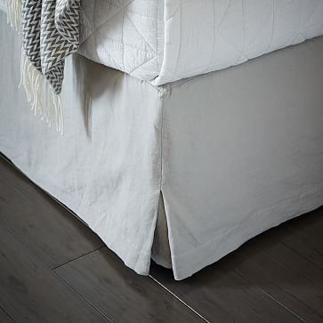 European Linen Bedskirt, Full, White - Image 1