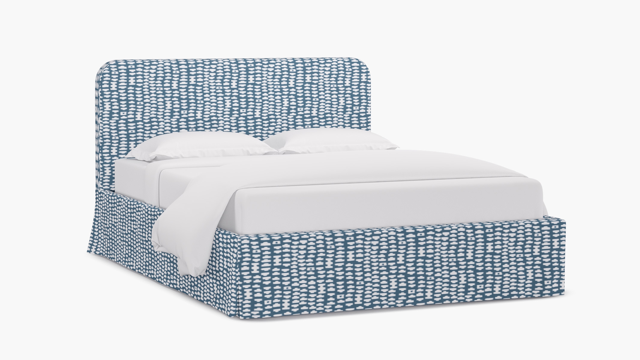 Skirted Platform Bed, Dusty Blue Odalisque, Queen - Image 1