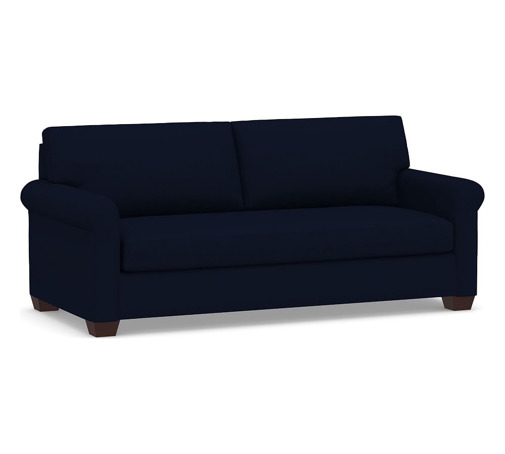 York Roll Arm Upholstered Sofa 82.5" with Bench Cushion, Down Blend Wrapped Cushions, Performance Everydaylinen(TM) Navy - Image 0