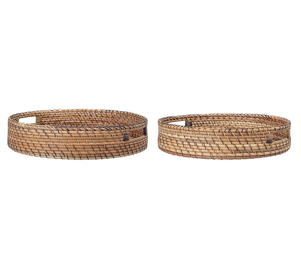 Simone Rattan Round Tray With Handles, Set of 2 - Image 0