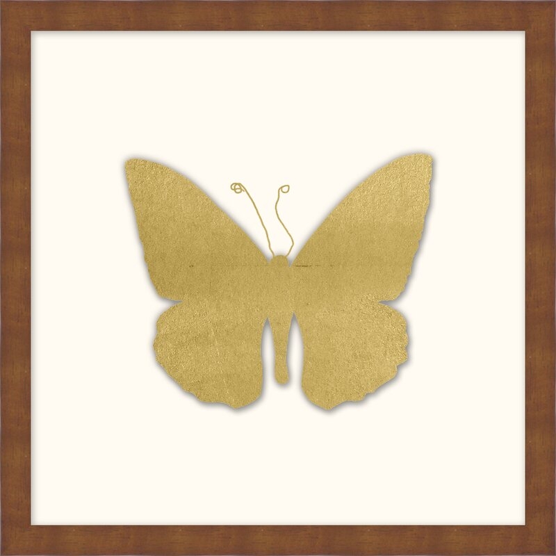 Lillian August Gold Leaf Butterfly 7' Framed Graphic Art Print on Glass - Image 0