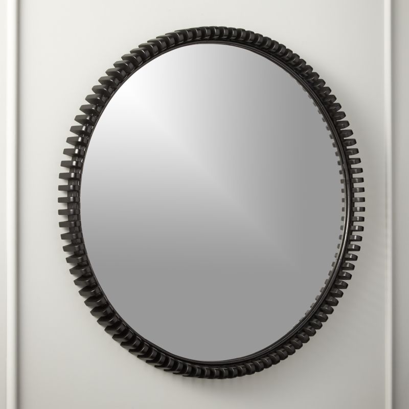 Monaco Black Round Wall Mirror 33.5" - Image 1