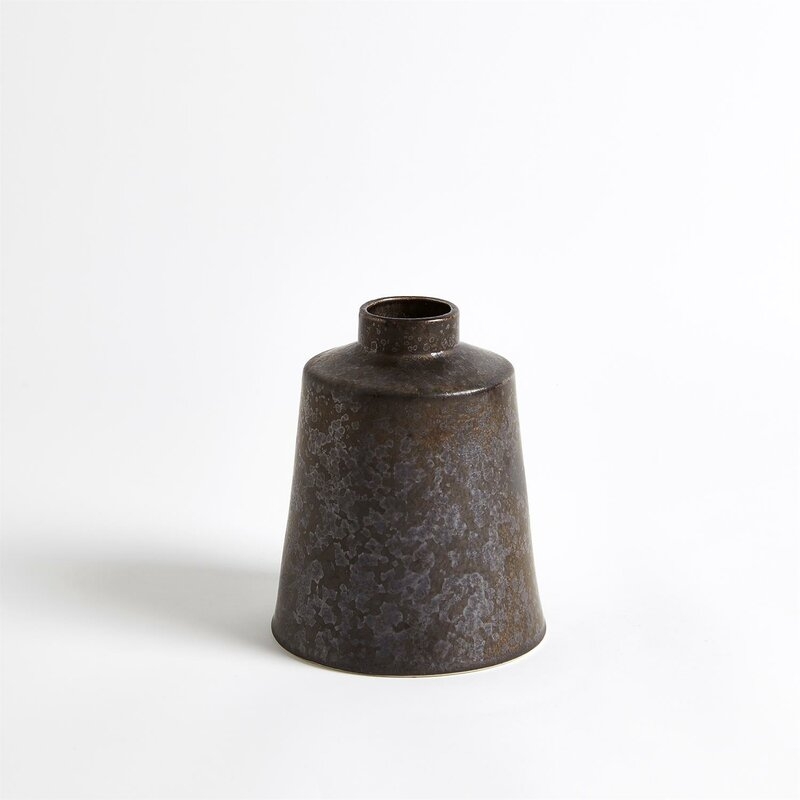 Global Views Bronze Ceramic Table Vase Size: 7.75" H x 6.25" W x 6.25" D - Image 0