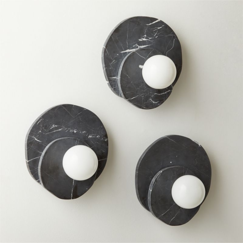 Astr Black Marble Wall Sconce Set of 2 - Image 2