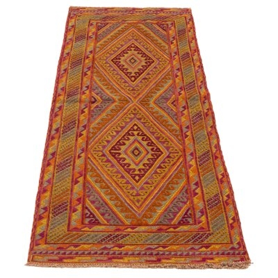Hand-Knotted Tajik Burnt Orange Wool Rug 2'6" X 6'1" - Image 0