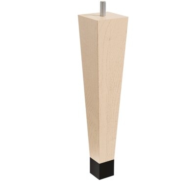 6" Square Tapered Hardwood Leg With 1" Brushed Aluminum Ferrule And Clear Finish (Pack Of 4) - Image 0