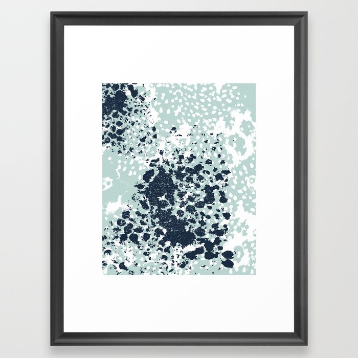 Textured Mint And Blue Abstract Painting Dots Pattern Modern Minimal Art Print Framed Art Print by Charlottewinter - Scoop Black - MEDIUM (Gallery)-20x26 - Image 0