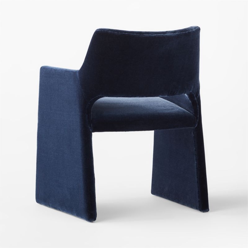 Foley Faux Mohair Navy Dining Armchair Set of 4 - Image 1