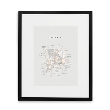 Atlanta Letterpressed Map Print, Natural Frame, 16"x20" - Image 1