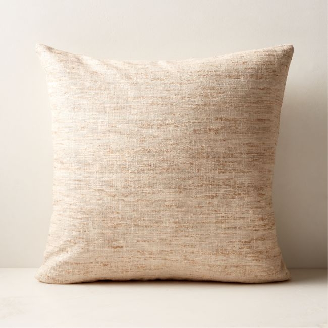Raj White Silk Throw Pillow with Feather-Down Insert 20''x20" - Image 0