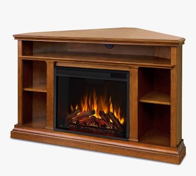 Dane Corner Electric Fireplace Media Cabinet, Oak - Image 3