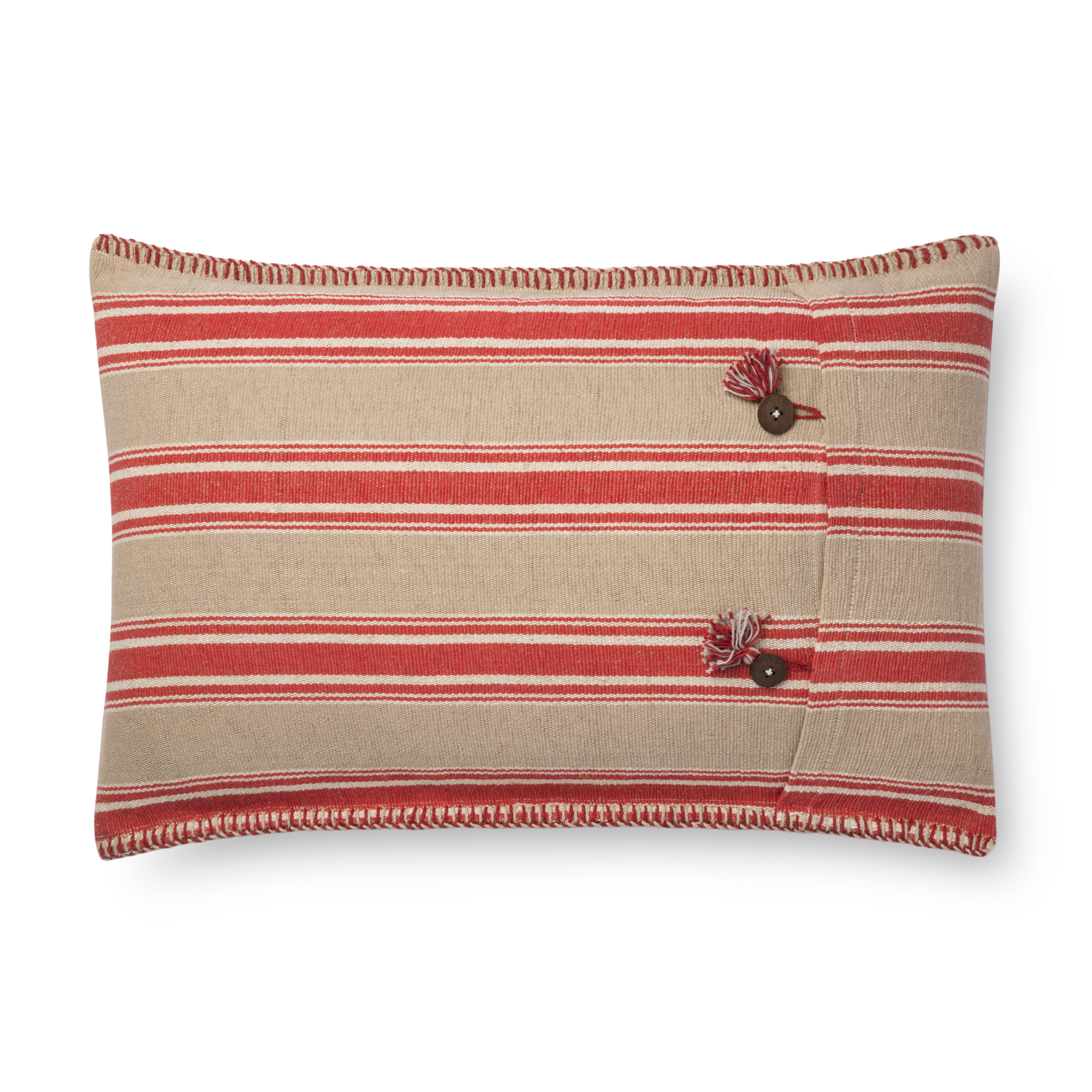 Loloi Pillows Red / Natural 16" x 26" Cover Only - Image 0