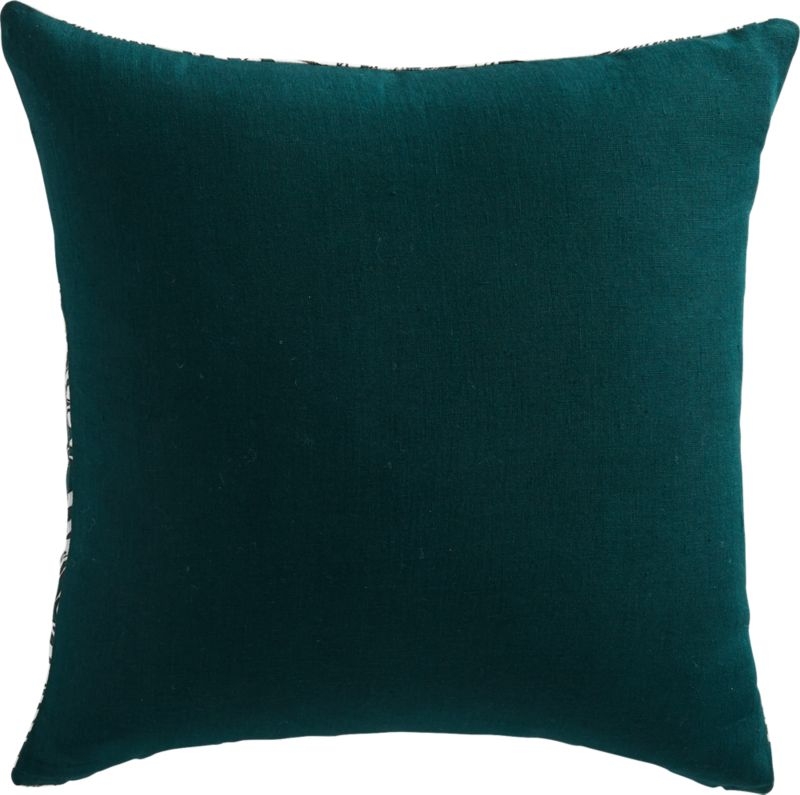 18" Palm Linen Evergreen Pillow with Feather-Down Insert - Image 2