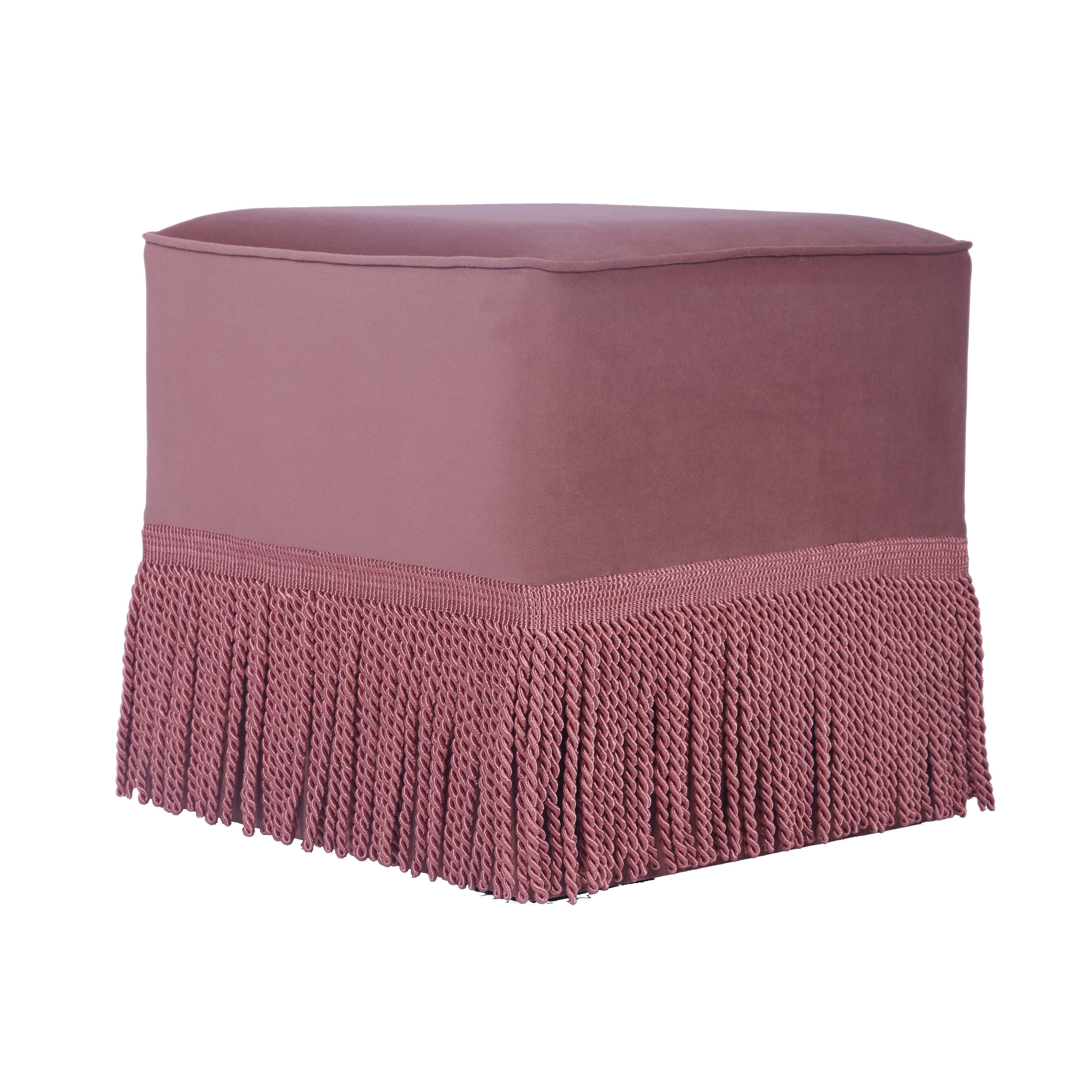 Fenn Mauve Velvet Ottoman - Image 1