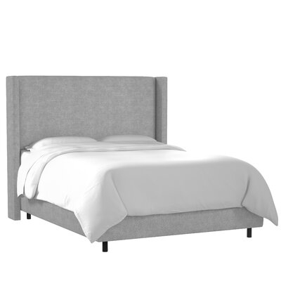 Amera Upholstered Low Profile Standard Bed, Gray, King - Image 0