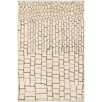 One-of-a-Kind Grogan Hand-Knotted Cream/Brown 6' x 9'1" Wool Area Rug - Image 0