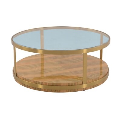 Hattie Glass Top Coffee Table With Brushed Gold Legs - Image 0