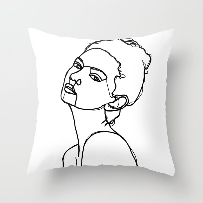 Women Face One Line Drawing Adel Couch Throw Pillow by The Colour Study - Cover (20" x 20") with pillow insert - Indoor Pillow - Image 0