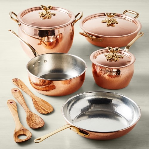 Ruffoni Historia Hammered Copper 11-Piece Cookware Set with Olivewood Tools - Image 0