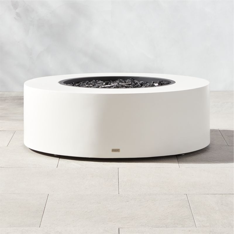Ark Round Bone White Concrete Fire Table - Image 1