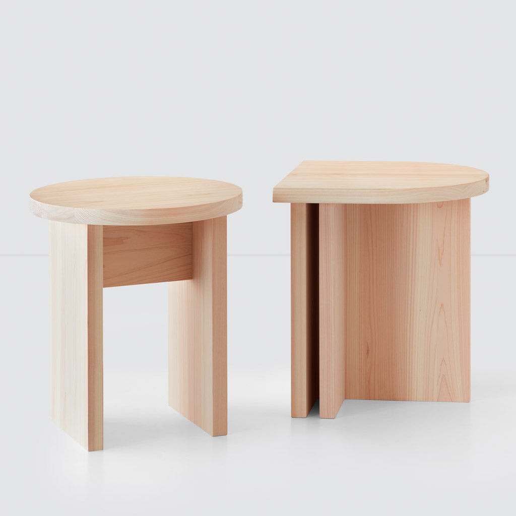 The Citizenry Hinoki Wood Side Table | Half Moon - Image 1