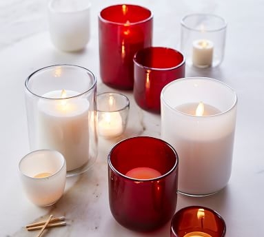 Modern Glass Votive Candle Holder, Red, Small, 3.75"H - Image 3