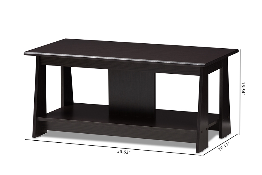 Fionan Modern and Contemporary Wenge Brown Finished Coffee Table - Image 7