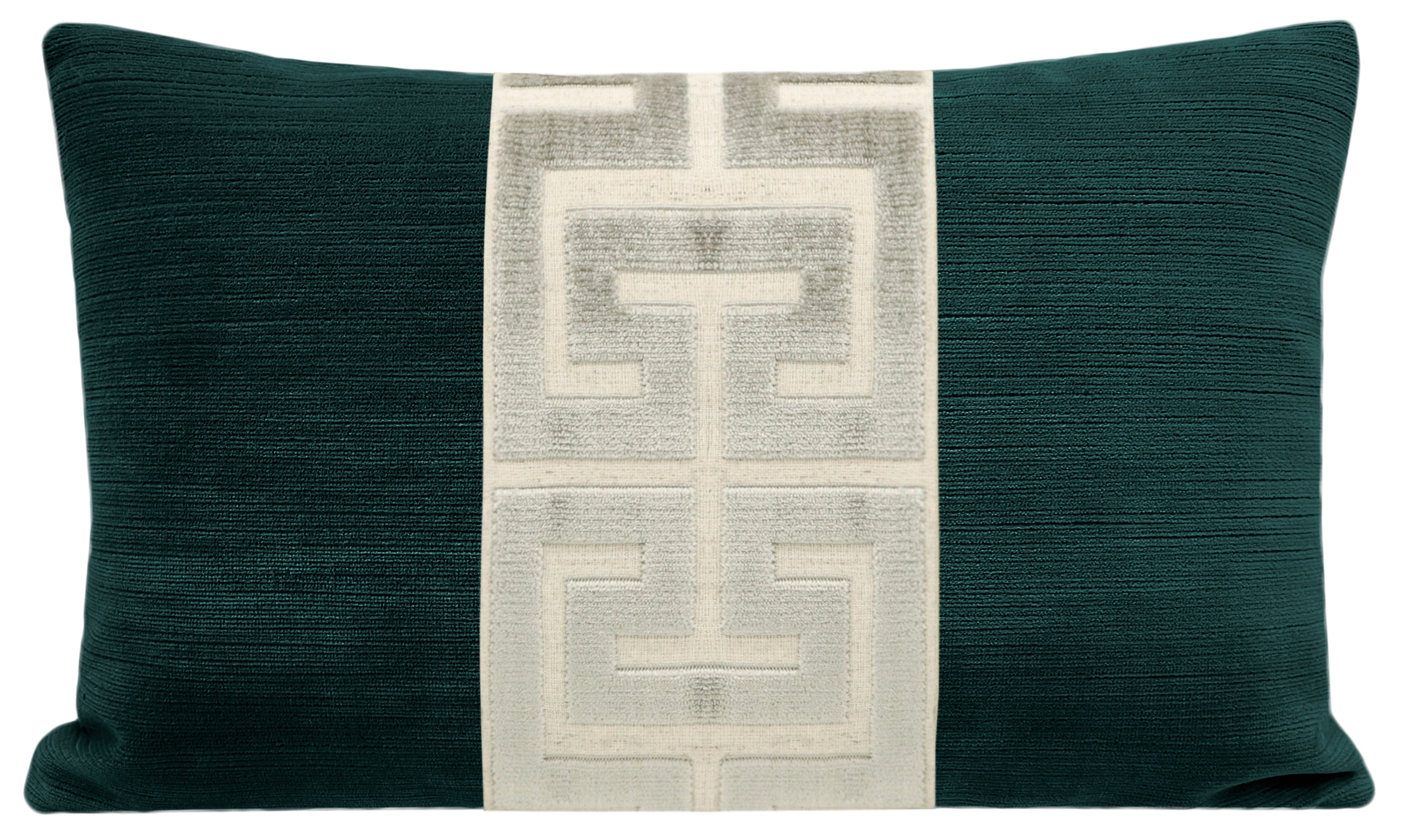 THE LITTLE LUMBAR :: STRIE VELVET // HARBOUR BLUE + PLATINUM GREEK TRIM - LITTLE LUMBAR 12" X 18" - Image 0