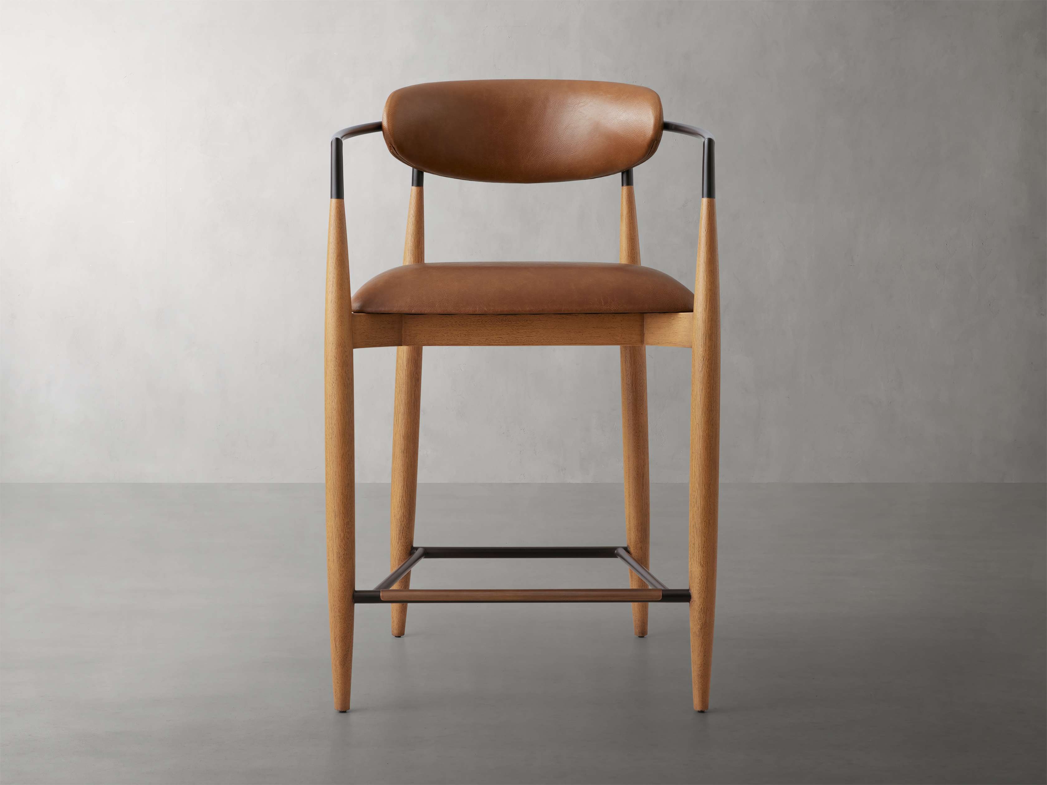 Jagger Stool Faux Leather in Brown  Natural & Oxnard Camel/Counter - Image 0
