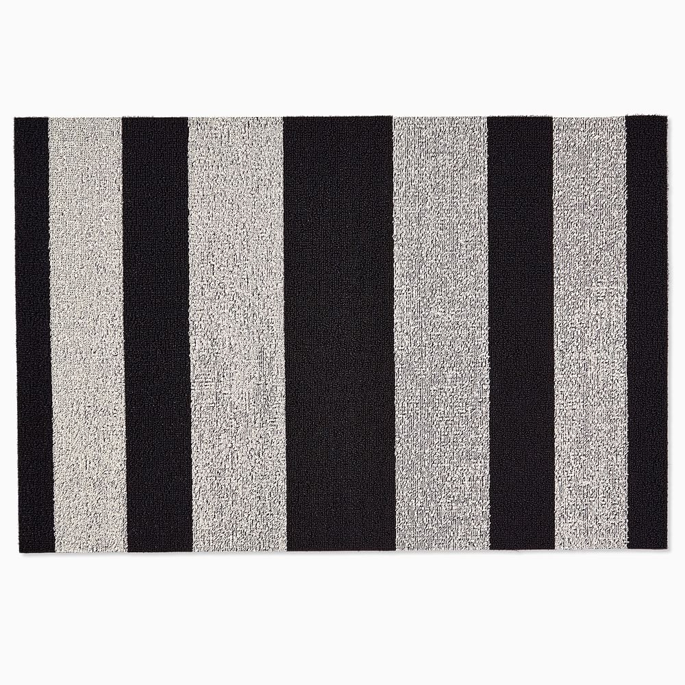 Chilewich Bold Stripe Shag Mat18x28Black/White - Image 0