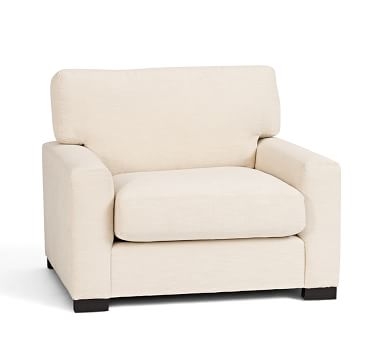 Turner Square Arm Upholstered Grand Armchair 42.5", Down Blend Wrapped Cushions, Performance Heathered Basketweave Platinum - Image 2