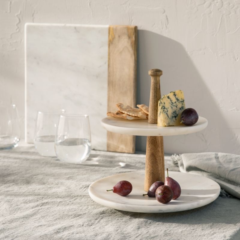 Wood Marble Square Platter - Image 2