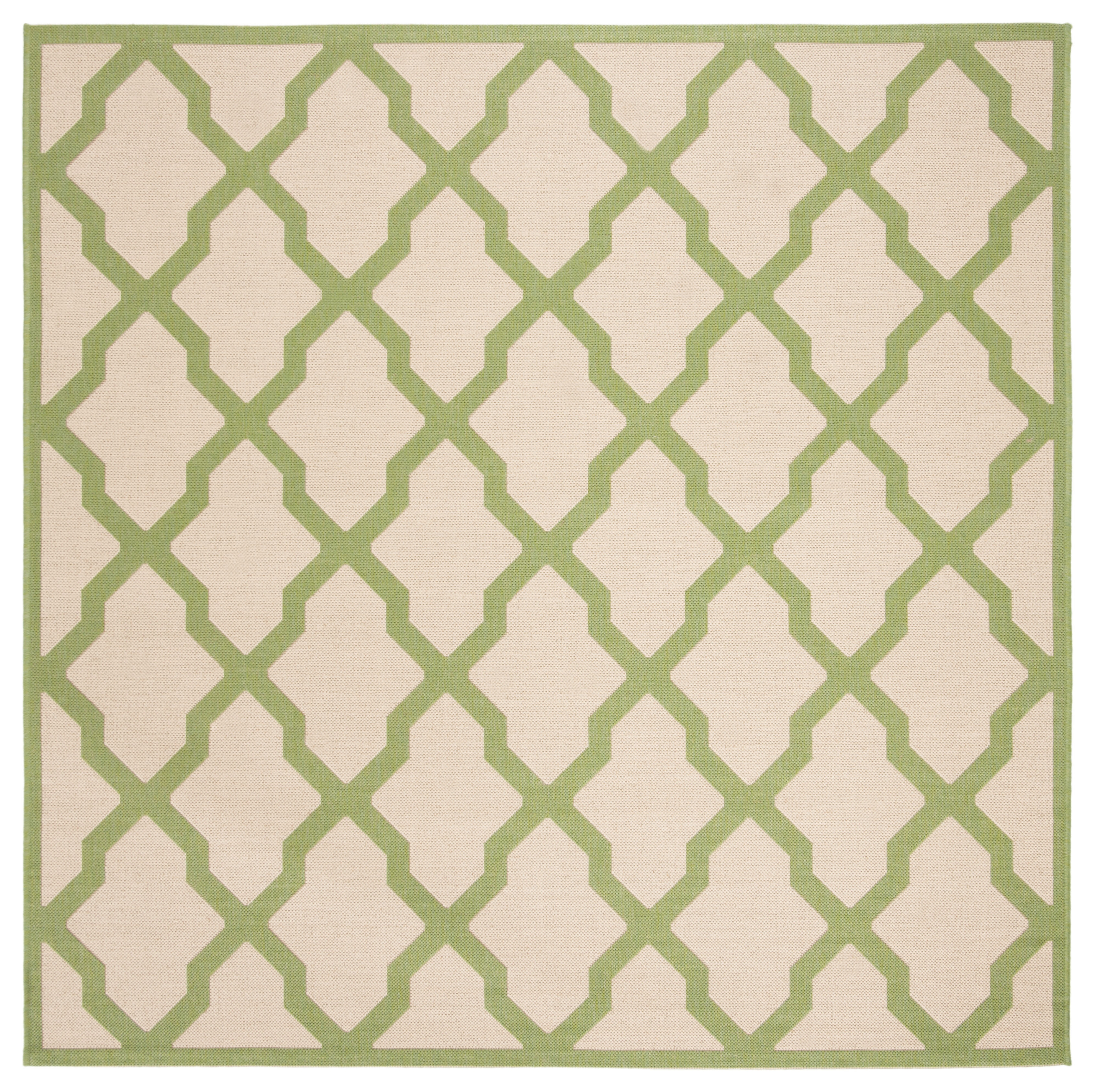 Arlo Home Indoor/Outdoor Woven Area Rug, LND122V, Cream/Olive,  6' 7" X 6' 7" Square - Image 0