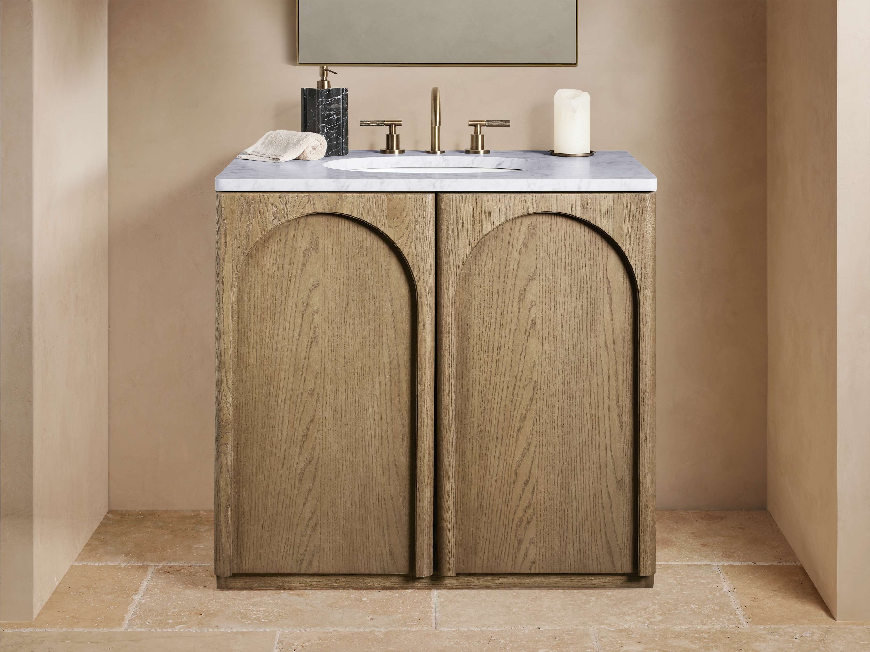 Provo Single Vanity in Wood Natural  Carrara/Fawn - Image 0