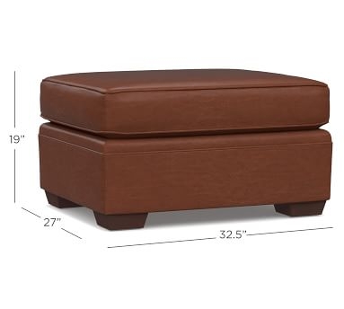 Pearce Roll Arm Leather Ottoman, Polyester Wrapped Cushions, Vintage Camel - Image 3