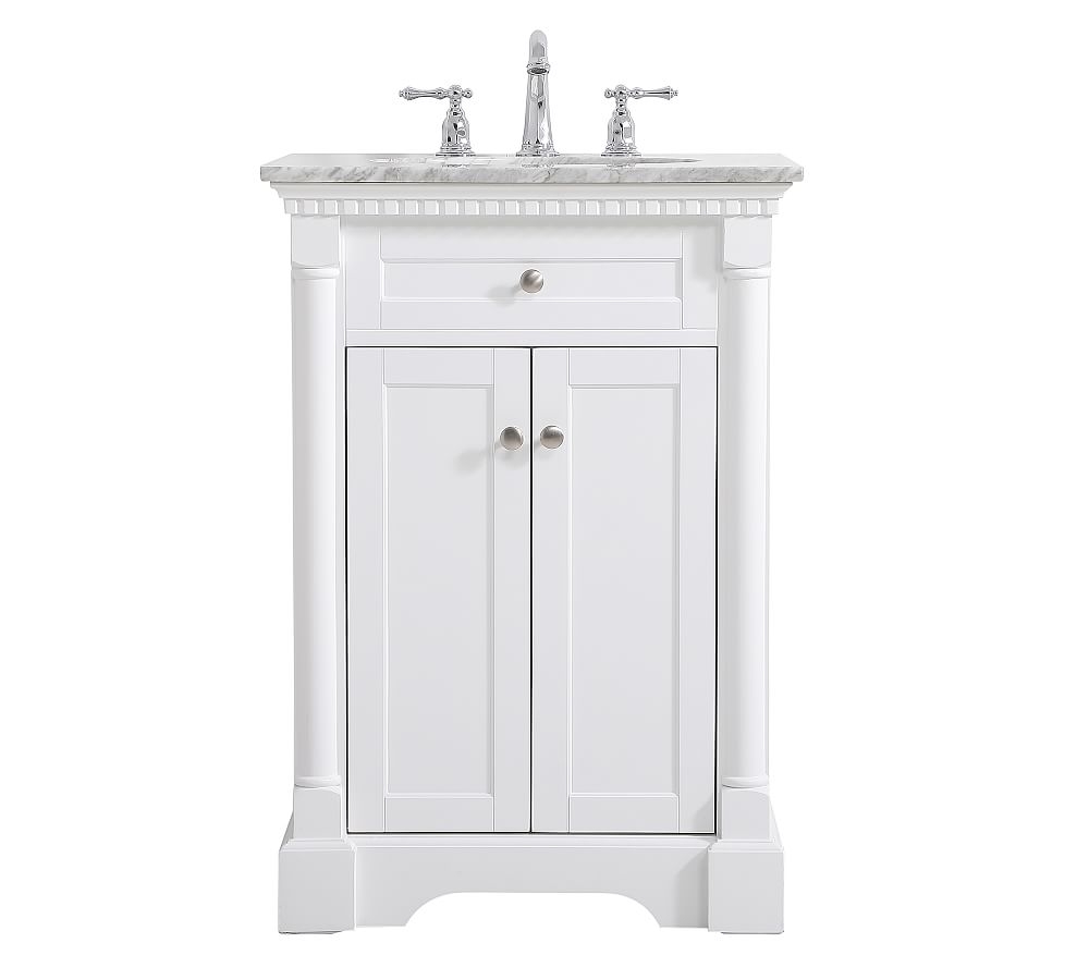 White Lorenz Single Sink Vanity, 24" - Image 0