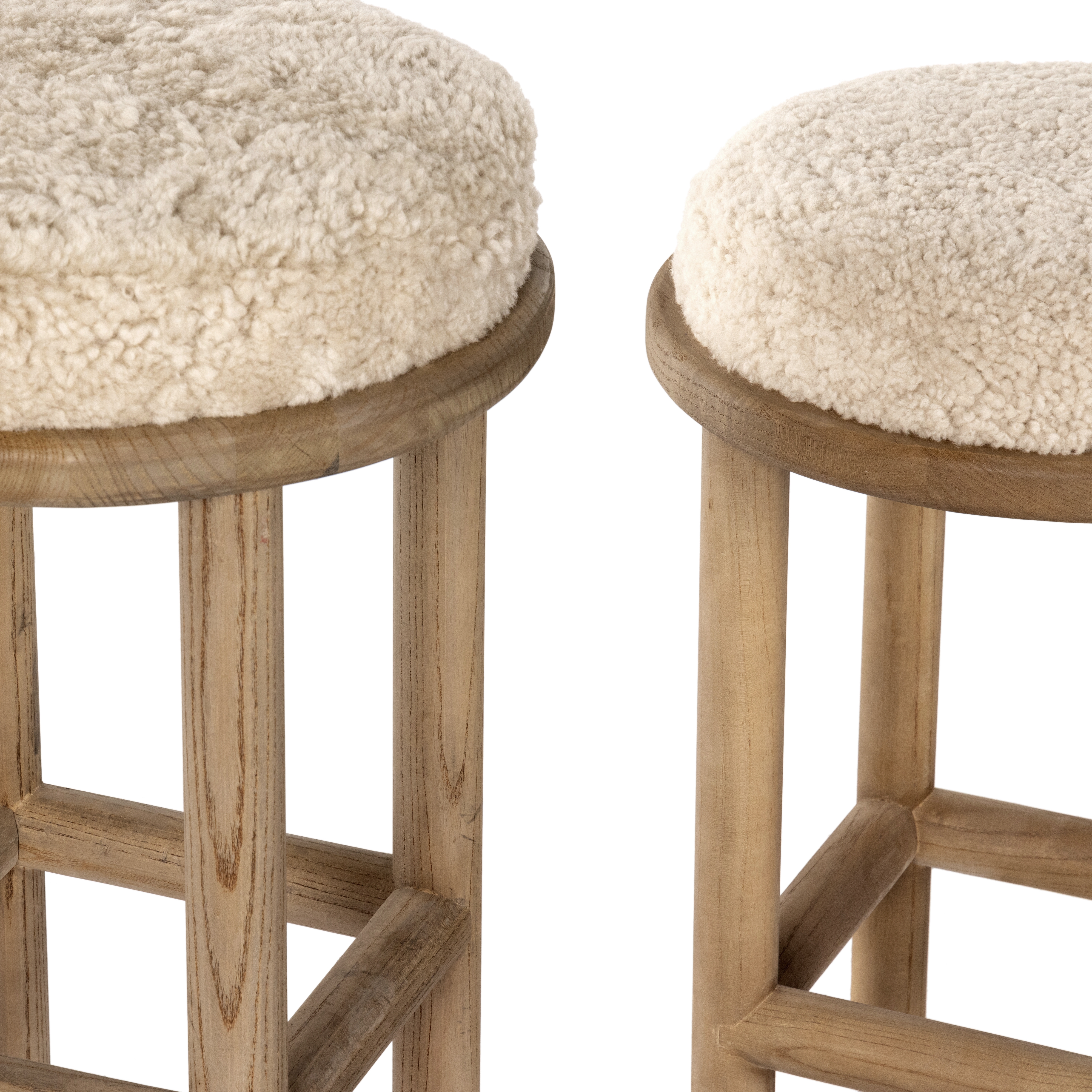 Saldino Bar + Counter Stool - Beige Shearling - Image 8