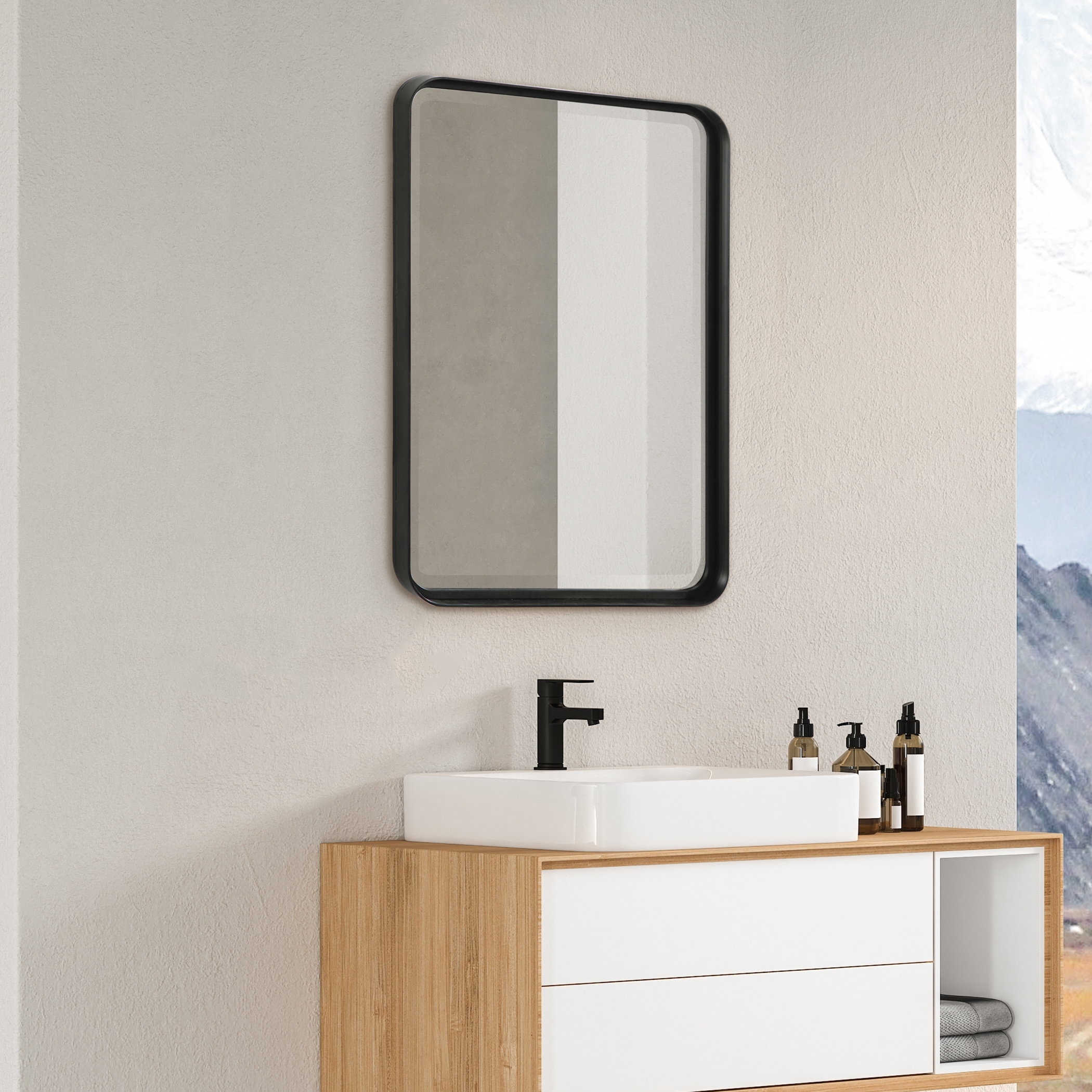 Croften Black Vanity Mirror - Image 1