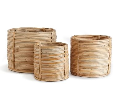 Cane Rattan Basket Set of 3, Rectangle - Image 1